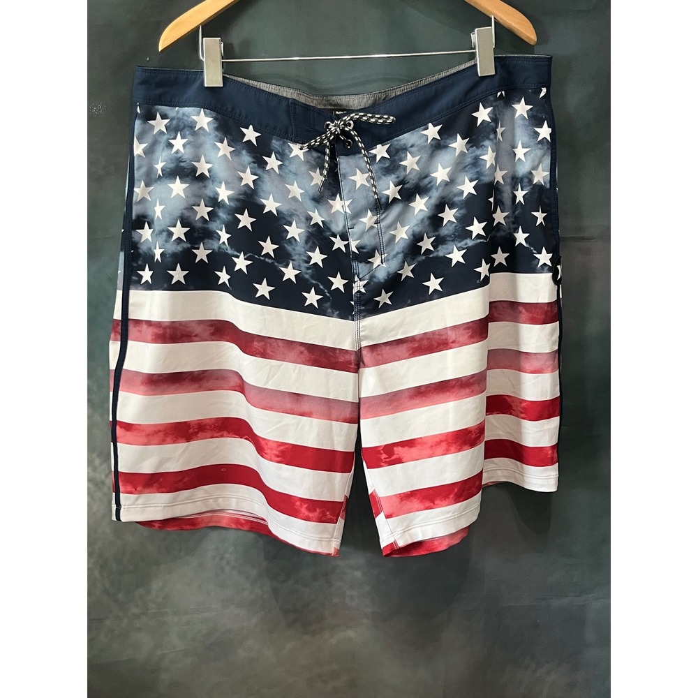 Hurley Phantom‎ USA American Flag Board Shorts Mens 40 Patriotic Swim Trunks